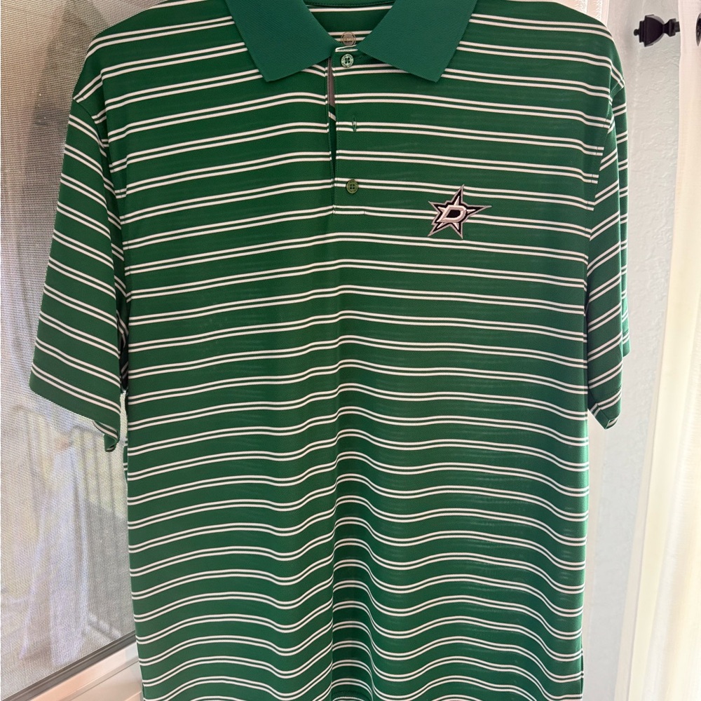 Dallas Stars Green Striped Polo Shirt